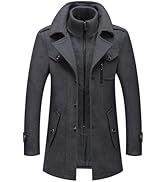 CHARTOU Men's Stylish Scarf Single breasted Wool Walker Coat Thick